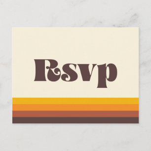 Retro 60s  kleuren bruiloft RSVP Briefkaart