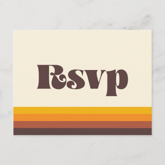 Retro 60s  kleuren bruiloft RSVP Briefkaart (Voorkant)