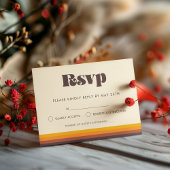 Retro 60s kleuren bruiloft RSVP kaart