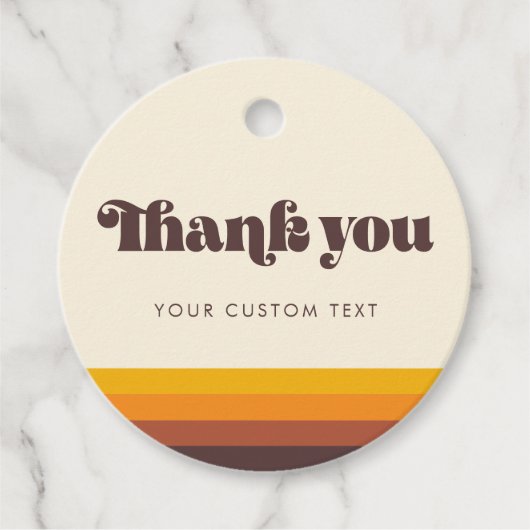 Retro 60s  kleuren Dank u Bedankjes Labels (Voorkant)