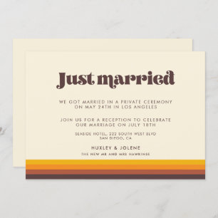 Retro 60s  kleuren Gewoon gehuwde aankondiging