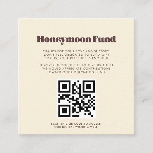 Retro 60s kleuren Honeymoon code QR Informatiekaartje (Voorkant)