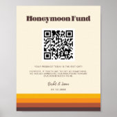 Retro 60s  kleuren Honeymoon code QR Poster (Voorkant)
