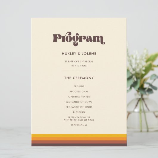 Retro 60s  kleuren programmakaart (Staand voorkant)