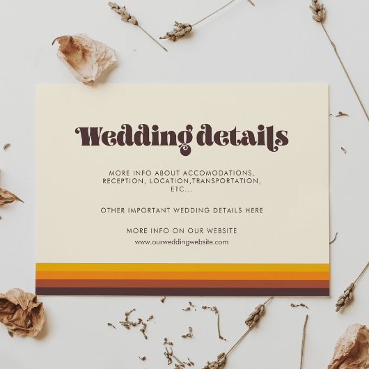 Retro 60s  kleuren trouwkaart informatiekaartje