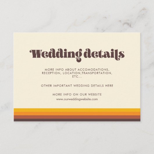 Retro 60s  kleuren trouwkaart informatiekaartje (Voorkant)