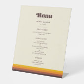 Retro 60s  kleuren trouwmenu reclamebord met voetstuk (Voorkant)