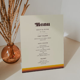 Retro 60s  kleuren trouwmenu reclamebord met voetstuk