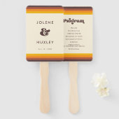 Retro 60s  kleuren trouwprogramma handwaaier (Voorkant en achterkant)