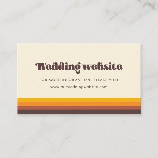 Retro 60s  kleuren trouwwebsite informatiekaartje (Voorkant)