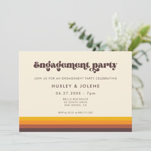 Retro 60s  kleuren verlofpartij kaart (Staand voorkant)