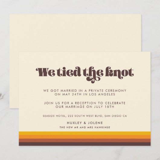 Retro 60s  kleuren We hebben de knoop vastgemaakt Kaart (Voorkant / Achterkant)