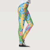 Retro 60s kleurrijk ventilatorpatroon Yoga Leggings (Rechts)