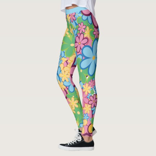 Retro 60s kleurrijk ventilatorpatroon Yoga Leggings (Links)