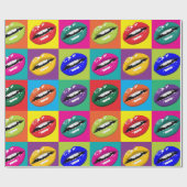Retro 60s Lips Pop Culture Art Deco Gift Cadeaupapier (Vlak)