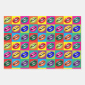 Retro 60s Lips Pop Culture Art Deco Inpakpapier Vel (Voorkant 2)