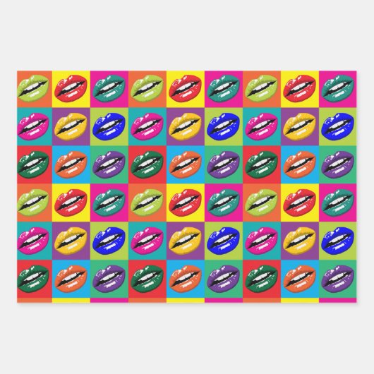 Retro 60s Lips Pop Culture Art Deco Inpakpapier Vel (Voorkant 2)