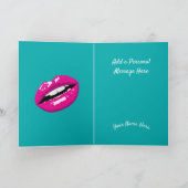 Retro 60s Lips Pop Culture Art Deco Personaliseren Kaart (Binnen)