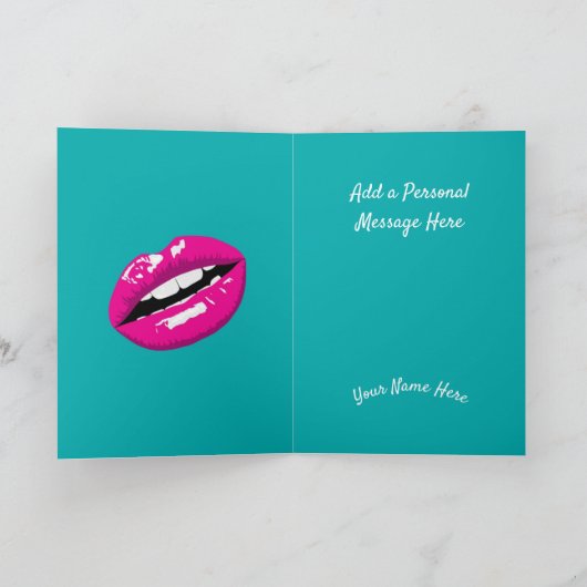 Retro 60s Lips Pop Culture Art Deco Personaliseren Kaart (Binnen)