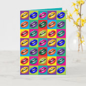 Retro 60s Lips Pop Culture Art Deco Personaliseren Kaart (Gele Bloem)