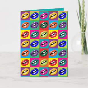 Retro 60s Lips Pop Culture Art Deco Personaliseren Kaart