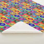 Retro 60s Lips Pop Culture Art Deco Sherpa Blanket Deken (3/4)