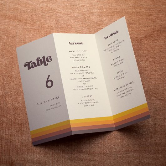 Retro 60s Menu & Tafelnummer Trifold