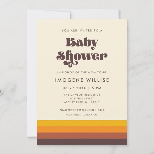 Retro 60s Mid Century Baby shower Kaart (Voorkant)