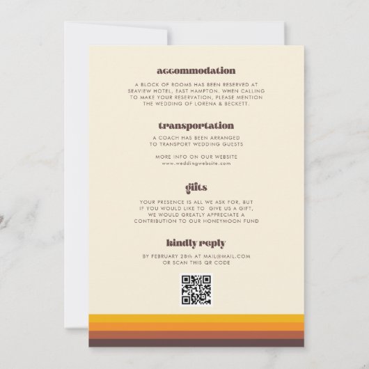 Retro 60s  Mid Century Gedetailleerde bruiloft Kaart (Achterkant)