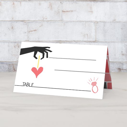 Retro 60s Mid-Century Modern Bruiloft Geometrisch Plaatskaartje