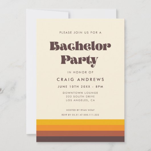 Retro 60s Mid Century vrijgezellenfeest Kaart (Voorkant)