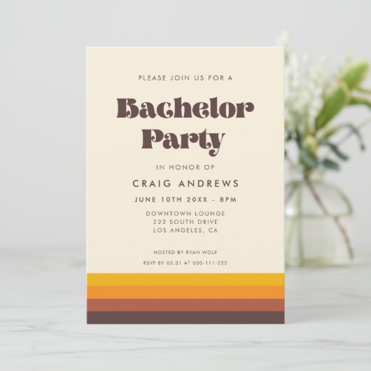 Retro 60s  Mid Century vrijgezellenfeest Kaart (Staand voorkant)