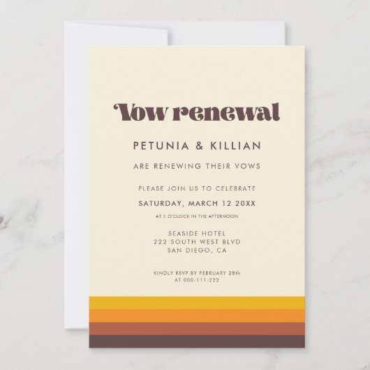 Retro 60s  Mid Century Wedding Gelofte Vernieuwing Kaart (Voorkant)