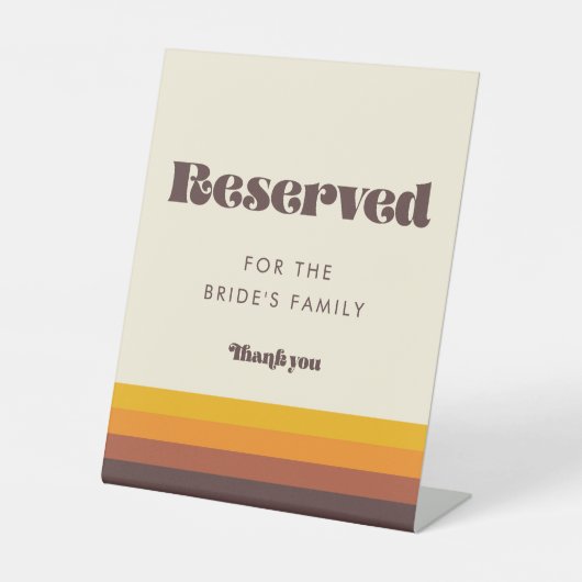 Retro 60s  Mid Century Wedding Gereserveerd Reclamebord Met Voetstuk (Voorkant)