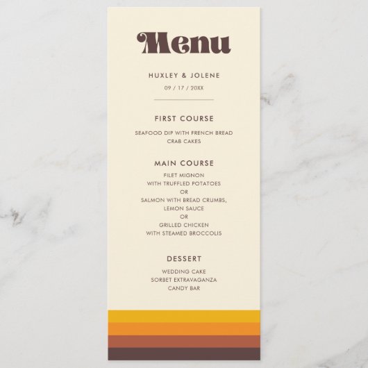 Retro 60s Mid Century Wedding Menu (Voorkant)