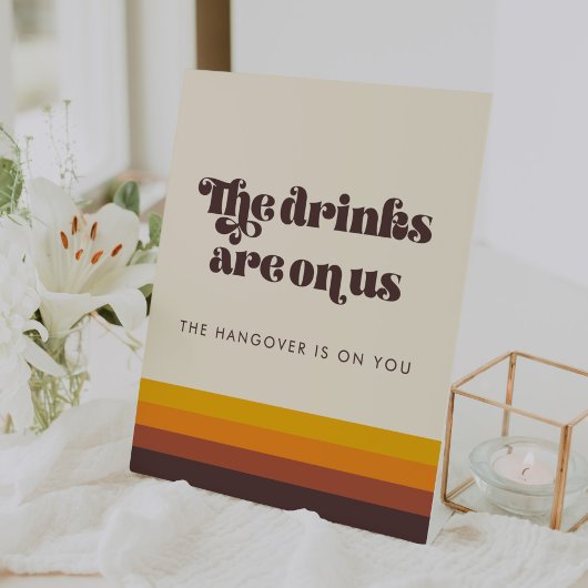 Retro 60s  Mid Century Wedding Open Bar Reclamebord Met Voetstuk