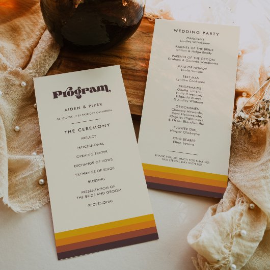 Retro 60s  Mid Century Wedding Programmakaart