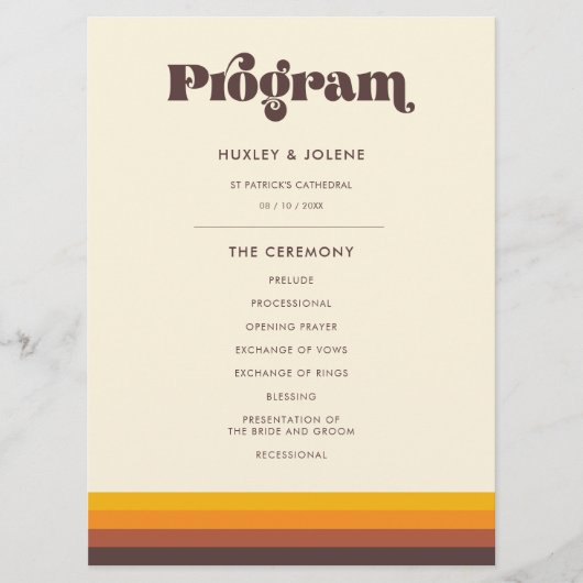 Retro 60s  Mid Century Wedding Programmakaart (Voorkant)