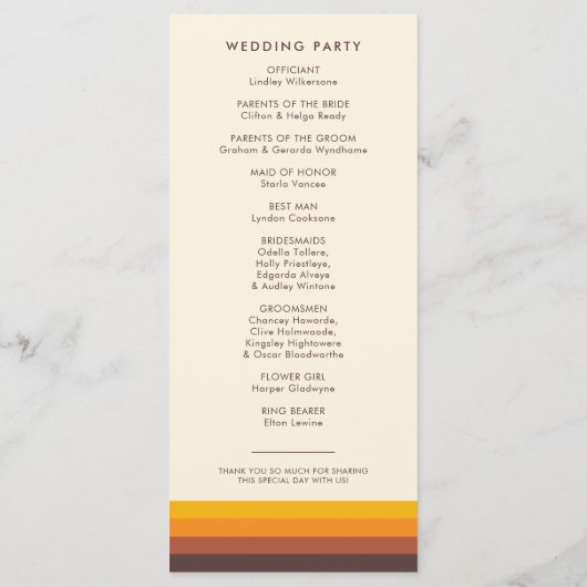 Retro 60s  Mid Century Wedding Programmakaart (Achterkant)