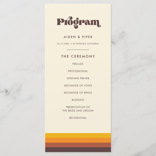 Retro 60s  Mid Century Wedding Programmakaart (Voorkant)