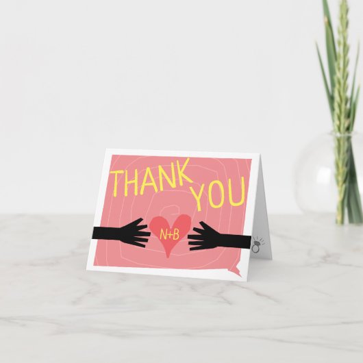 Retro 60s Midden-Eeuw Moderne Bruiloft Bedankkaart (Voorkant)