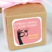 Retro 60s Midden-Eeuw Moderne Huwelijksnamen Datum Vierkante Sticker