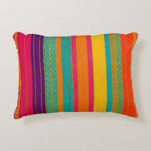 Retro 60s MOD Bright Stripes Accent Kussen