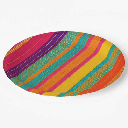 Retro 60s MOD Bright Stripes Papieren Bordje (Gekanteld)