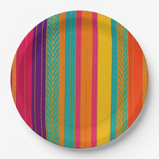 Retro 60s MOD Bright Stripes Papieren Bordje (Voorkant)