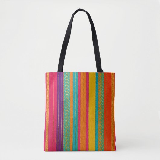 Retro 60s MOD Bright Stripes Tote Bag (Voorkant)
