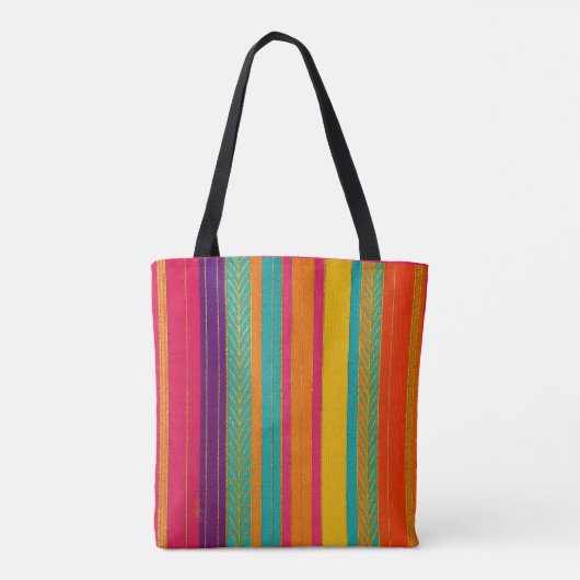 Retro 60s MOD Bright Stripes Tote Bag (Achterkant)
