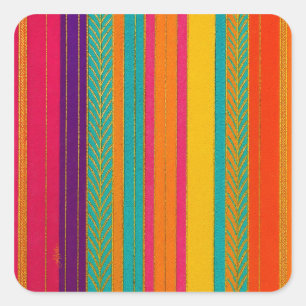 Retro 60s MOD Bright Stripes Vierkante Sticker