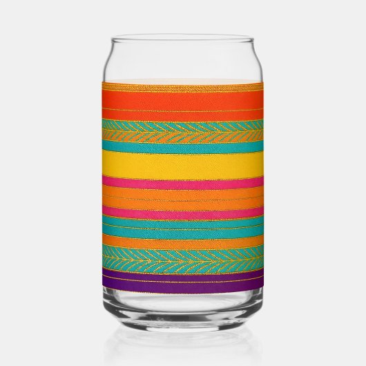 Retro 60s MOD Felle Strepen Blikvorm Glas (Voorkant)