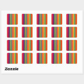 Retro 60s MOD Felle Strepen Vierkante Sticker (Vel)
